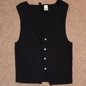 H&M Black Tank Top with Button Detail